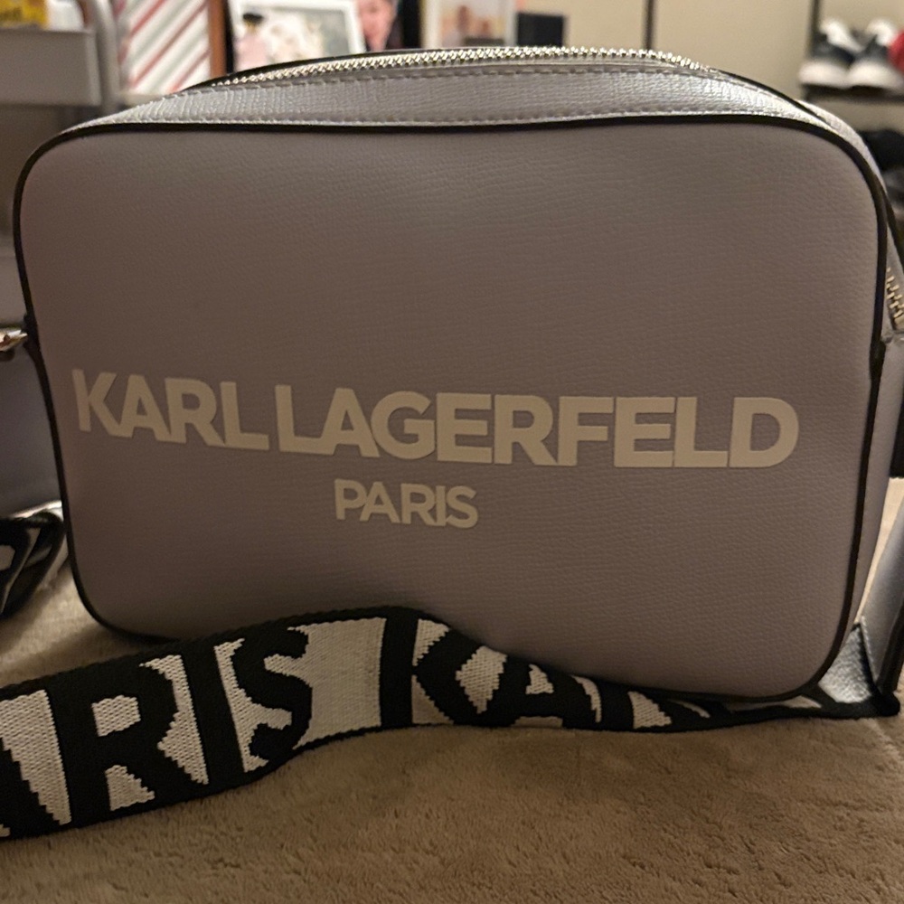 Karl Lagerfeld White and Black Men's Messenger Bag